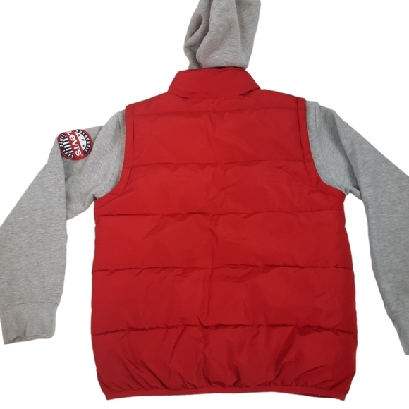 Levi's 2fer Puffer Jacket Hooded Red & Gray Size Large Boys - Picture 9 of 10